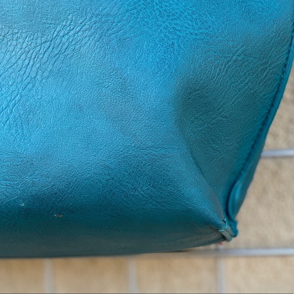 Magnetic Snap Turquoise Tote Shoulder Bag Purse - Picture 7 of 8
